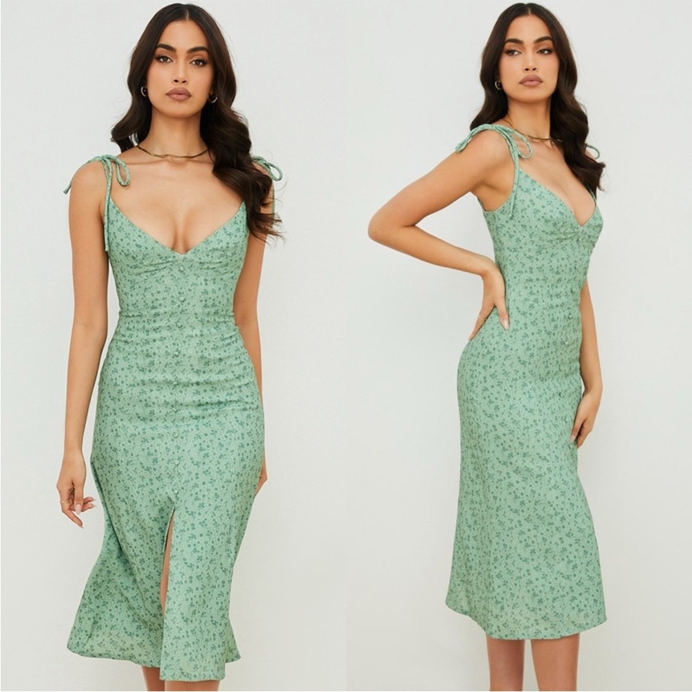 House of CB Mint Green Floral Midi Dress - Picture 6 of 6